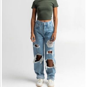 Distressed Blue Jeans